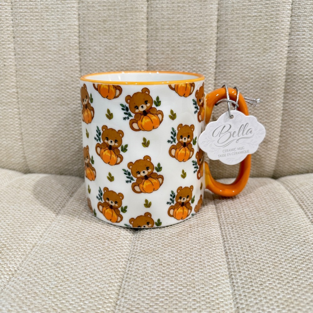 NEW 10 Strawberry Street Bella Ceramic Mug Bear Pumpkin Fall Autumn Halloween